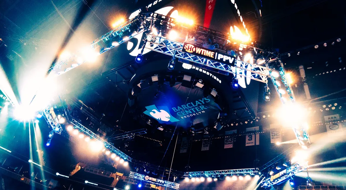 Barclays Center light rig before Davis vs Romero