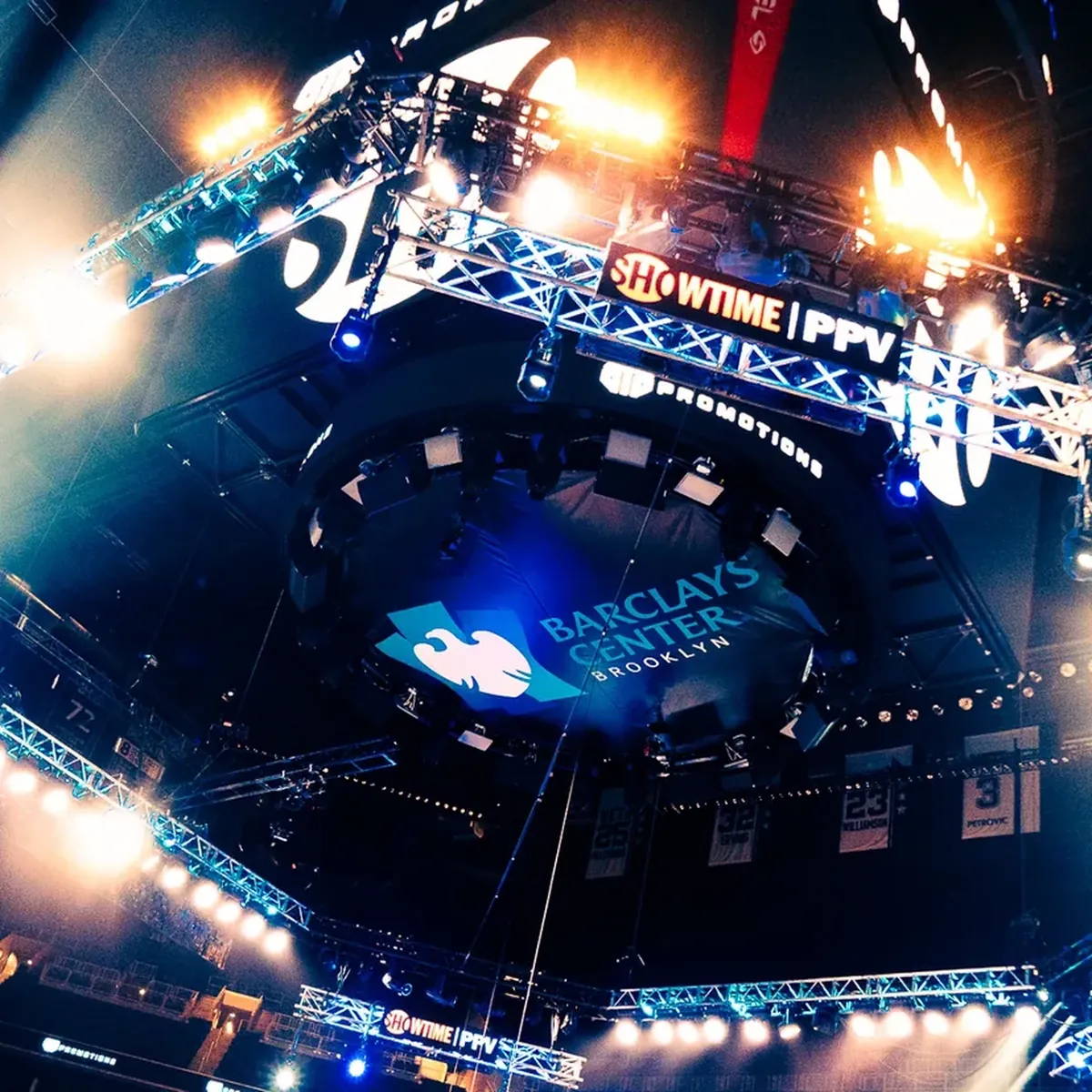 Barclays Center light rig before Davis vs Romero